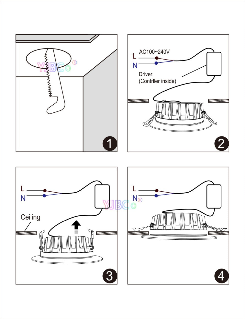 Miboxer 18W RGB+CCT LED Downlight FUT065 AC 100V-240V Round Brightness adjustable LED Ceiling Spotlight