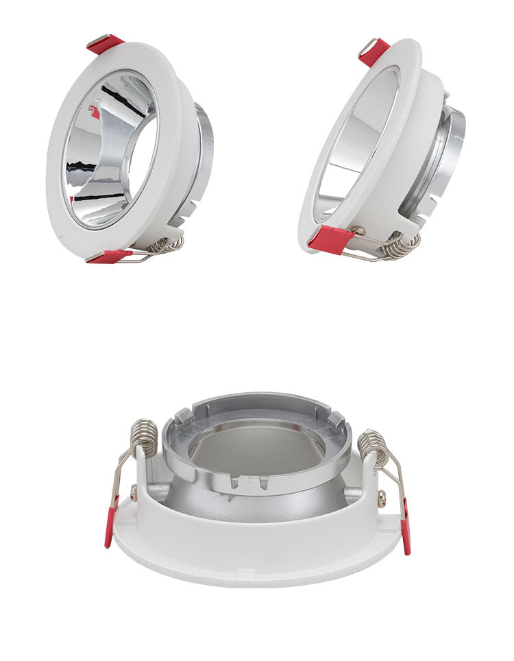 Round Nickel Recessed LED Ceiling Light Adjustable Frame MR16 GU10 Bulb Fixture Downlight Holder