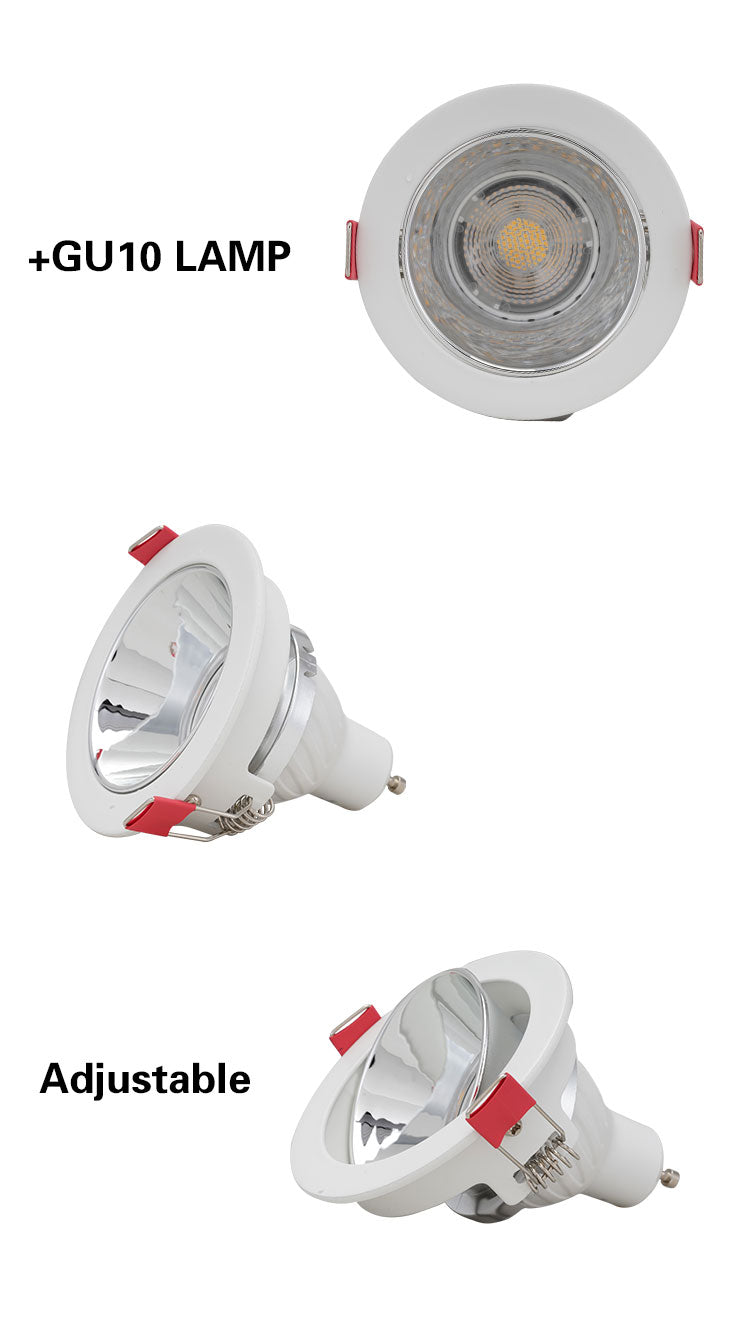 Round Nickel Recessed LED Ceiling Light Adjustable Frame MR16 GU10 Bulb Fixture Downlight Holder