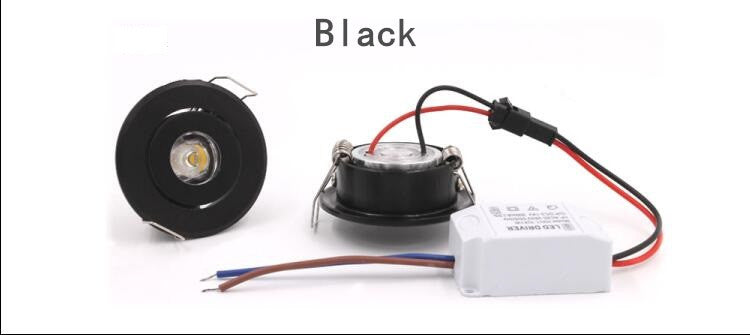 DC 12V dimmable LED downlight  led verlichting led panel 1W spot light with driver  black/silver/white color 5pcs/lot