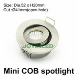 LED Downlight 2018 CE ROSH High Quality 3W Round Dimmable MINI LED COB Cabinet Downlights Cut out 42mm AC230V Factory JOYINLED
