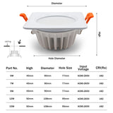 Waterproof LED Downlight 7W 9W 12W 15W Square Recessed Lamp AC110V 220V Indoor IP65 Bathroom lights Outdoor LED Spot Lighting