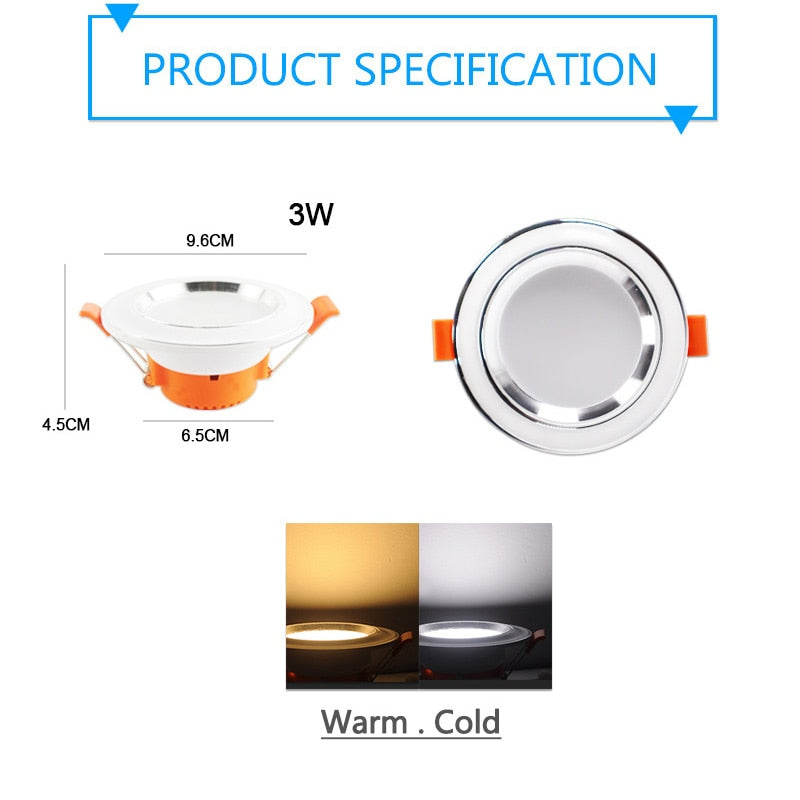 Downlight 3W 5W 3000k 4000k 6500k led Downlight AC 220V-240V Led Bulb Bedroom Indoor Round LED Spot Lighting