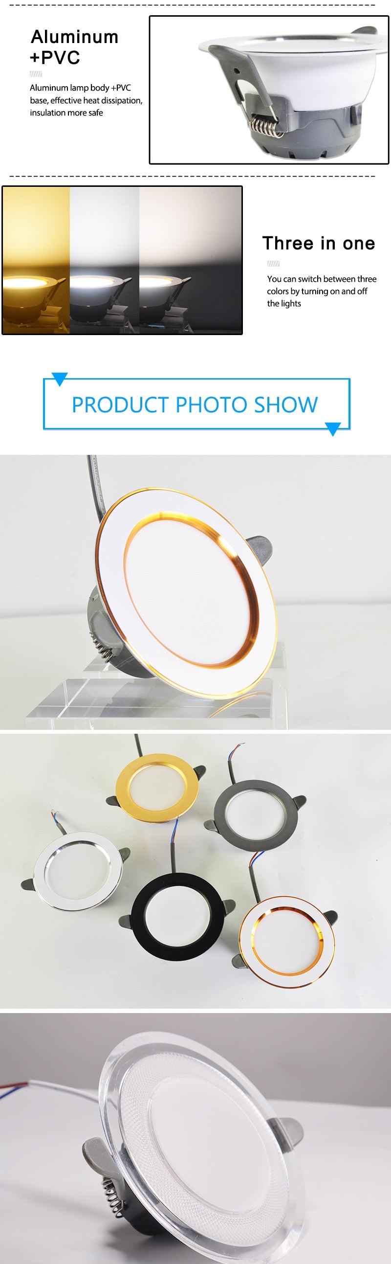 Downlight 3W 5W 3000k 4000k 6500k led Downlight AC 220V-240V Led Bulb Bedroom Indoor Round LED Spot Lighting