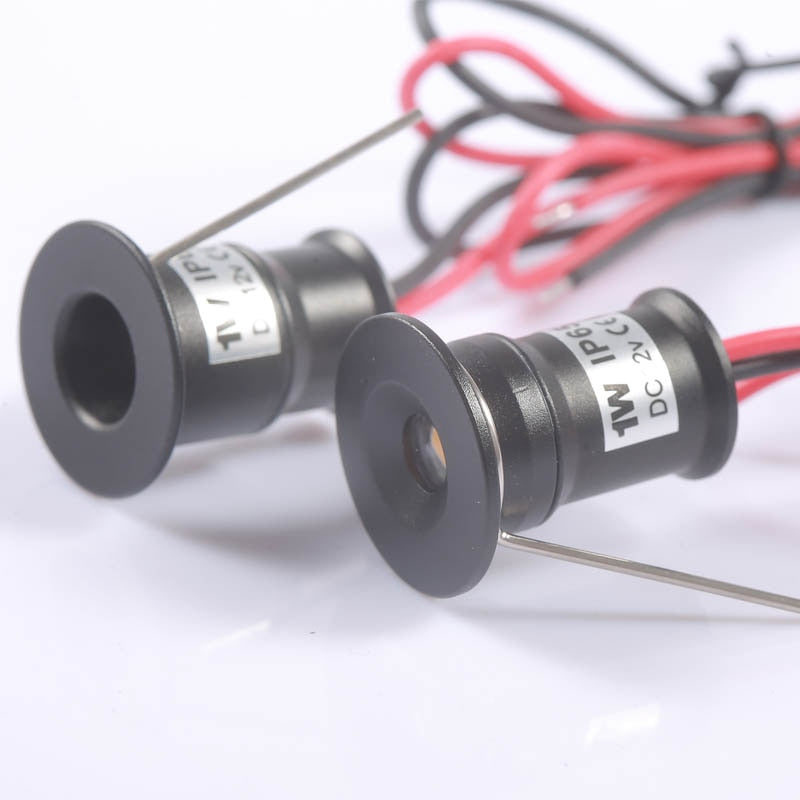 Mini LED Spotlight DC12V Dimmable Spot Light Ceiling Cabinet Light 1W 15mm Black Silver Housing Downlight IP65 Staircase Lamp