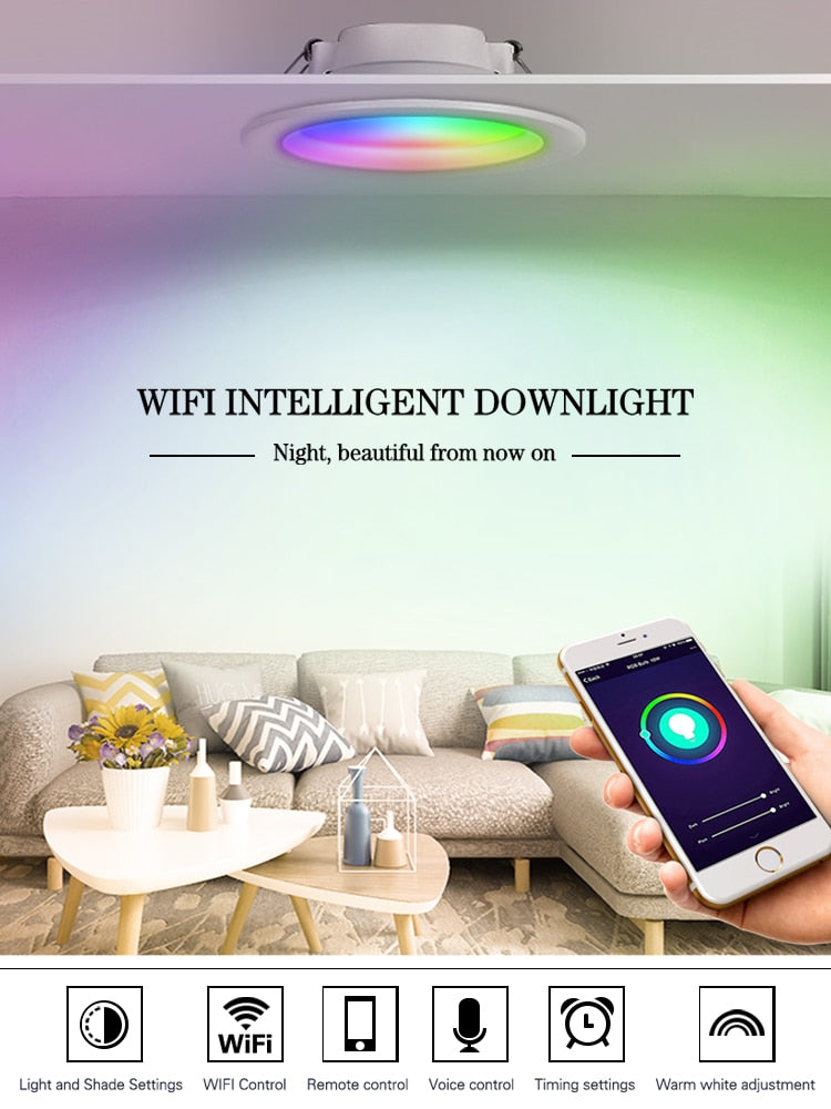 Zigbee LED Downlight WiFi Smart life Ceiling Down light Tuya APP RGB Warm Cool Changing Color 5W 7W 9W Alexa Google spotlight