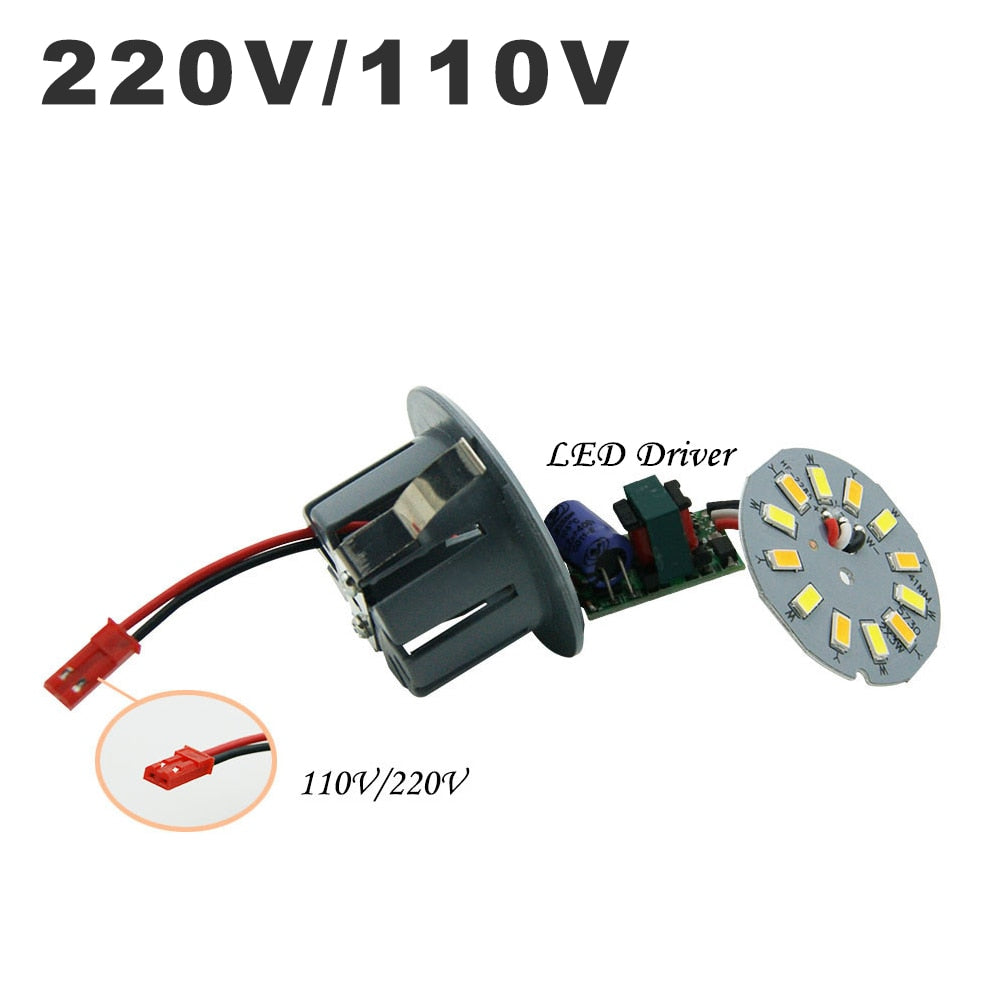 LED Downlight Integrated Light Cup Aluminum Shell 3W 5W 220V 110V Corn Bulb Spotlighting Panel Light Round 5730SMD Recessed Lamp