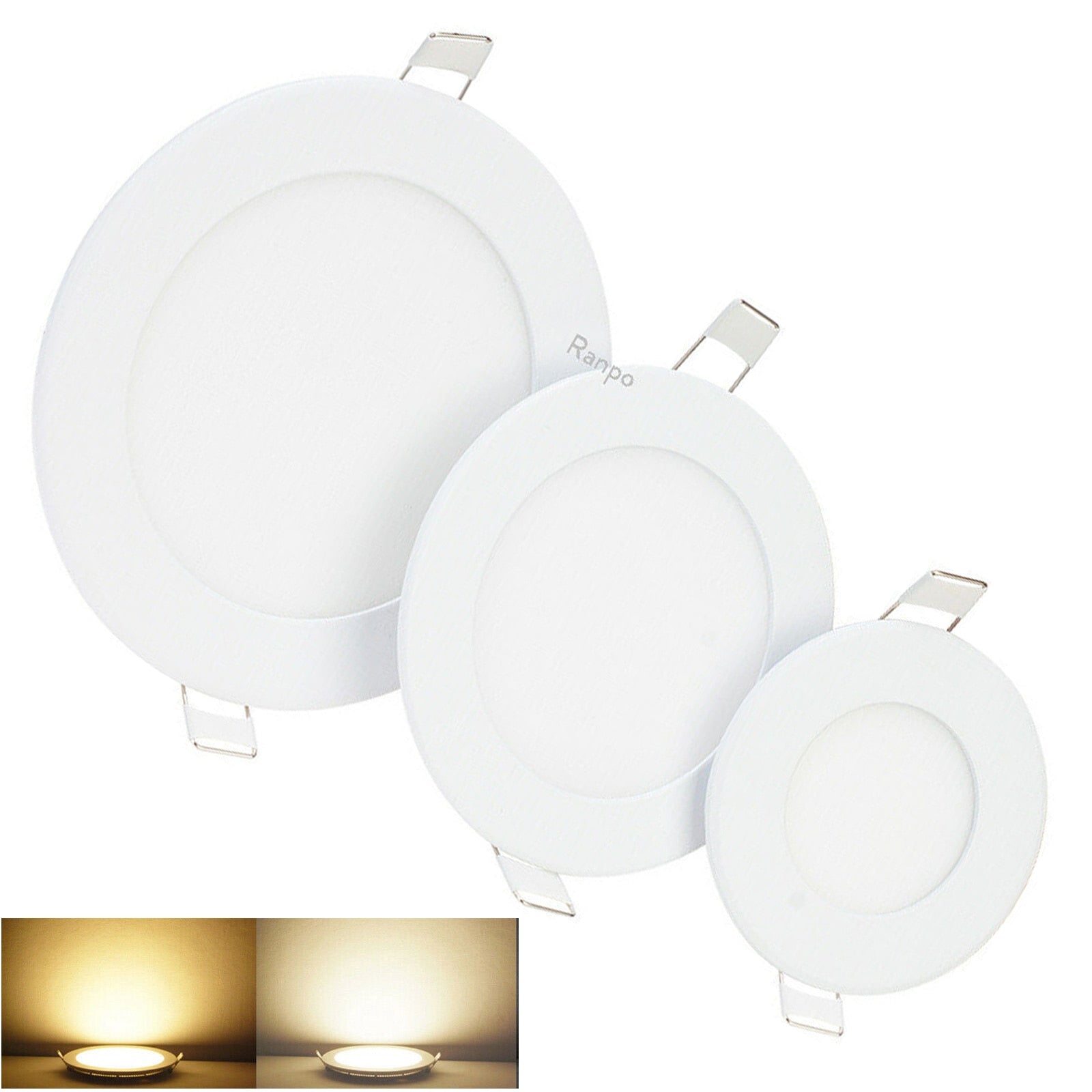 Round LED Panel Light Recessed Kitchen Bathroom Ceiling Lamp Dimmable 110V 220V 6W 9W LED Downlight Warm White Cool White Lamps
