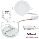 Round LED Panel Light Recessed Kitchen Bathroom Ceiling Lamp Dimmable 110V 220V 6W 9W LED Downlight Warm White Cool White Lamps
