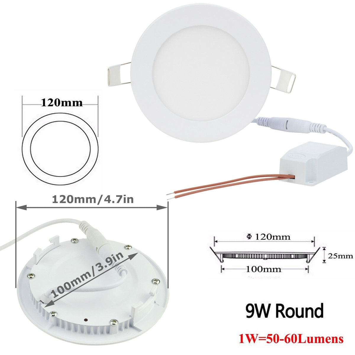 Round LED Panel Light Recessed Kitchen Bathroom Ceiling Lamp Dimmable 110V 220V 6W 9W LED Downlight Warm White Cool White Lamps
