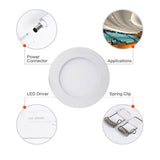 Round LED Panel Light Recessed Kitchen Bathroom Ceiling Lamp Dimmable 110V 220V 6W 9W LED Downlight Warm White Cool White Lamps