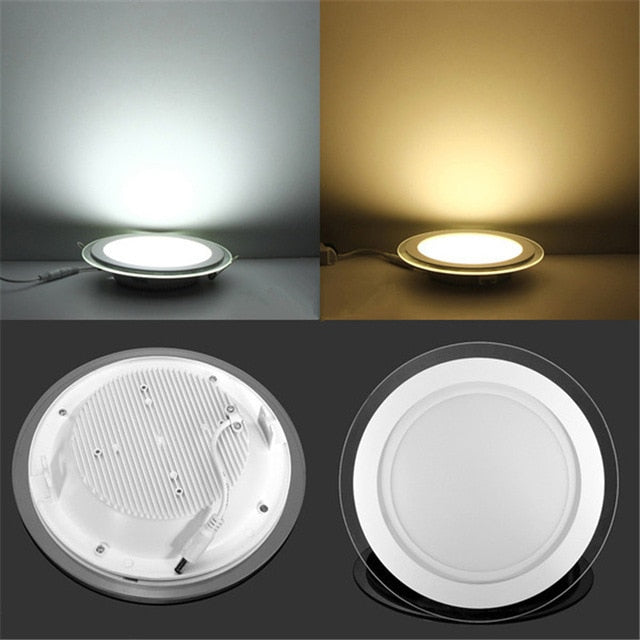 LED Panel Downlight Round Glass Cover Lights High Bright Ceiling Recessed Lamps 6W 9W 12W 18W AC85-265V + Driver