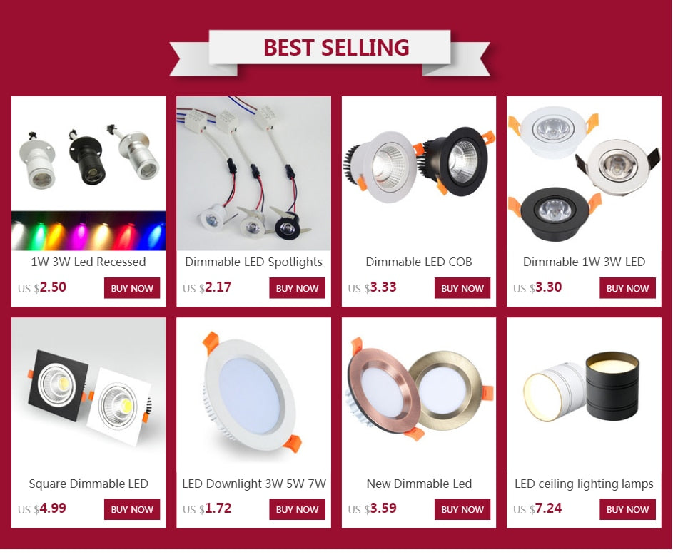 Round Square Dimmable Led downlight light COB Ceiling Spot Light 3w 5w ceiling recessed Lights Indoor Lighting AC110V 220V