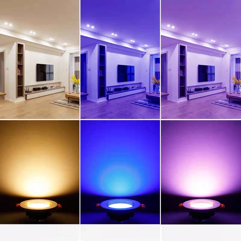 Acrylic LED Downlight 220V 5W 7W 9W 12W 15W RGB Change Recessed LED Panel Light Remote Kitchen living Indoor recessed lighting