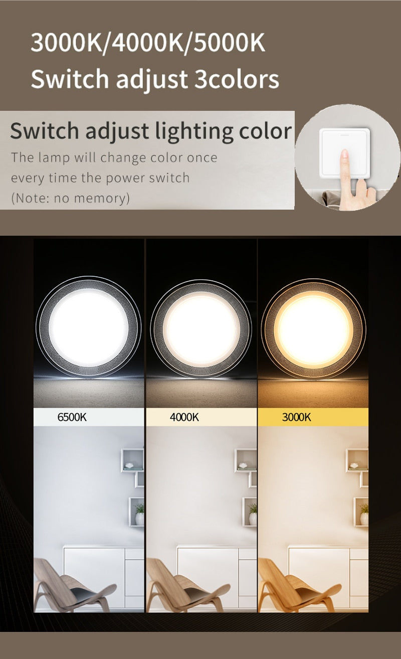 Acrylic LED Downlight 220V 5W 7W 9W 12W 15W RGB Change Recessed LED Panel Light Remote Kitchen living Indoor recessed lighting