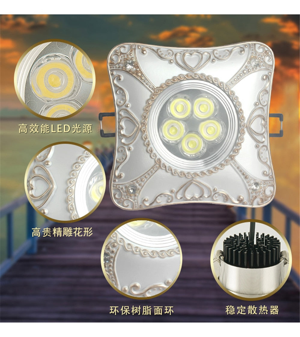 European Rhombus Heart Pattern Fashion Led Downlights For Hallway Dining Room Kitchen Foyer 7.5Cm Hole 220V Recessed Spot Lamp