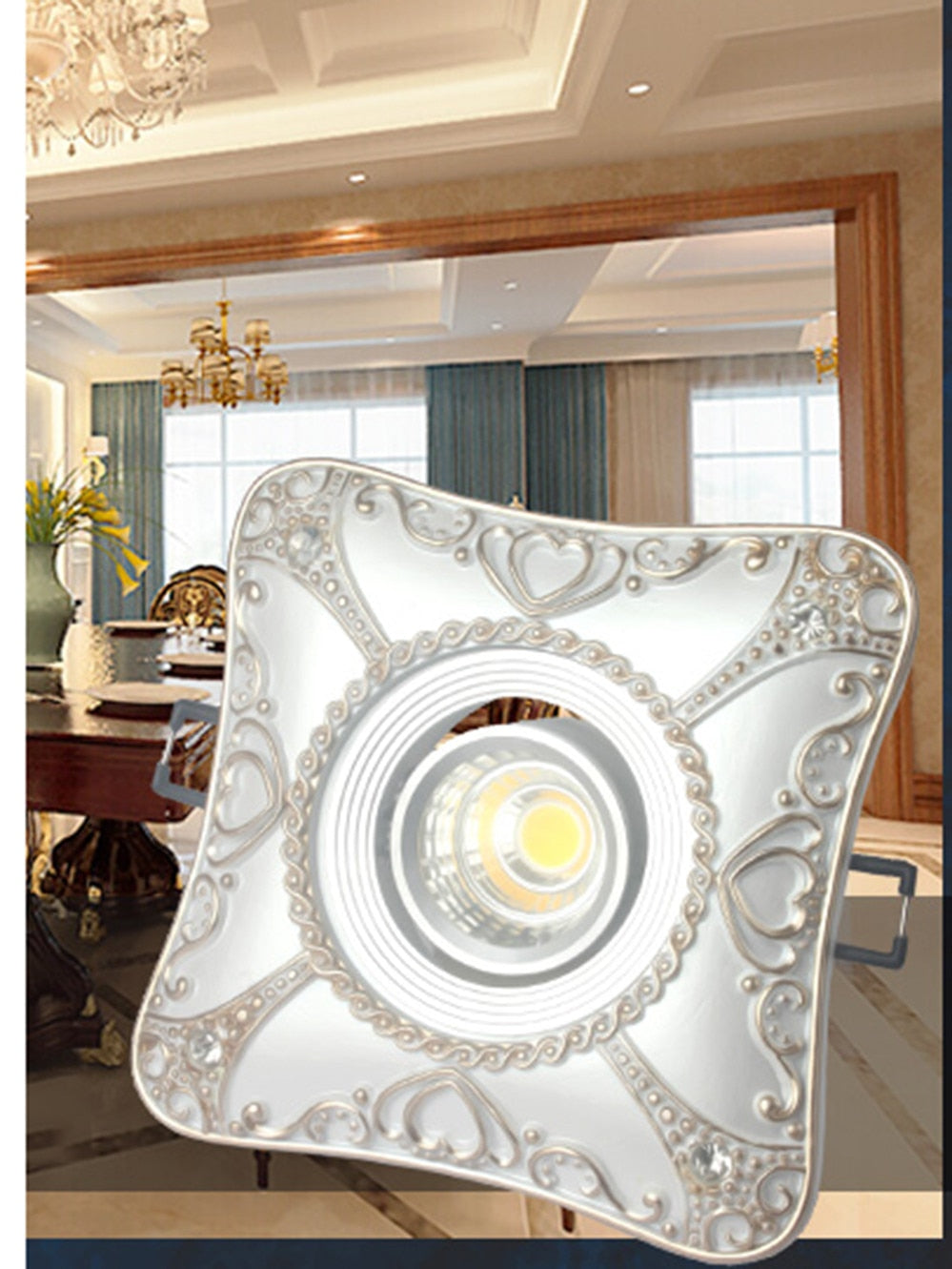 European Rhombus Heart Pattern Fashion Led Downlights For Hallway Dining Room Kitchen Foyer 7.5Cm Hole 220V Recessed Spot Lamp