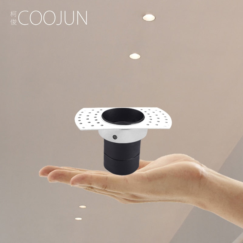 COOJUN led 5W Embedded Ceiling Lamp Frame Seamless Endless Downlight COB CRI Ra 93 Wall Wash Mini Spotlight Indoor Lamp