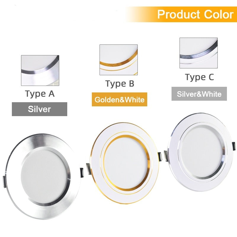 LED Spotlight Downlight 3W 5W 9W 15W 18W Aluminum Ultra Thin Round Recessed Panel Lamp AC 220V 110V LED Spot Light