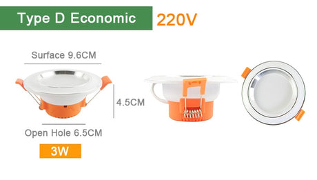 LED Spotlight Downlight 3W 5W 9W 15W 18W Aluminum Ultra Thin Round Recessed Panel Lamp AC 220V 110V LED Spot Light