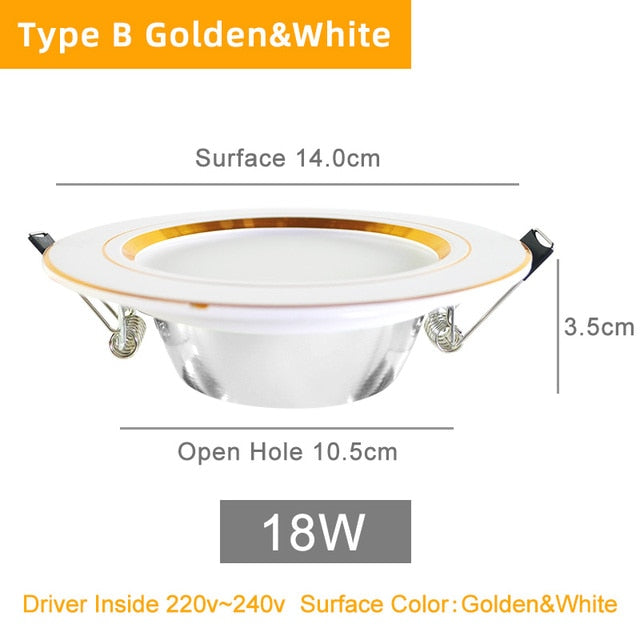 LED Spotlight Downlight 3W 5W 9W 15W 18W Aluminum Ultra Thin Round Recessed Panel Lamp AC 220V 110V LED Spot Light