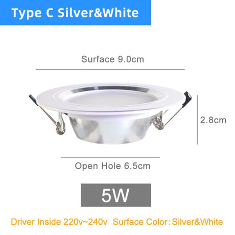 LED Spotlight Downlight 3W 5W 9W 15W 18W Aluminum Ultra Thin Round Recessed Panel Lamp AC 220V 110V LED Spot Light