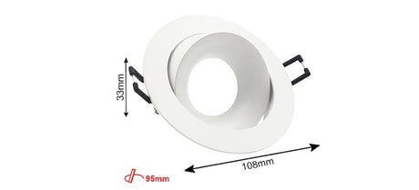 Round Double Rings LED Downlights Ceiling Fitting Base MR16 GU10 85-265V 90mm Cut Hole Beam Rotatable Indoor Lighting