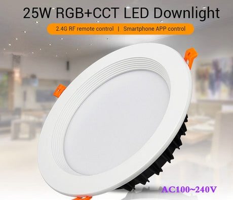 RGB+CCT recessed 25W indoor led ceiling Downlight dimmable AC100~240V hole size 200~210mm Compatible with 2.4G RF remote control