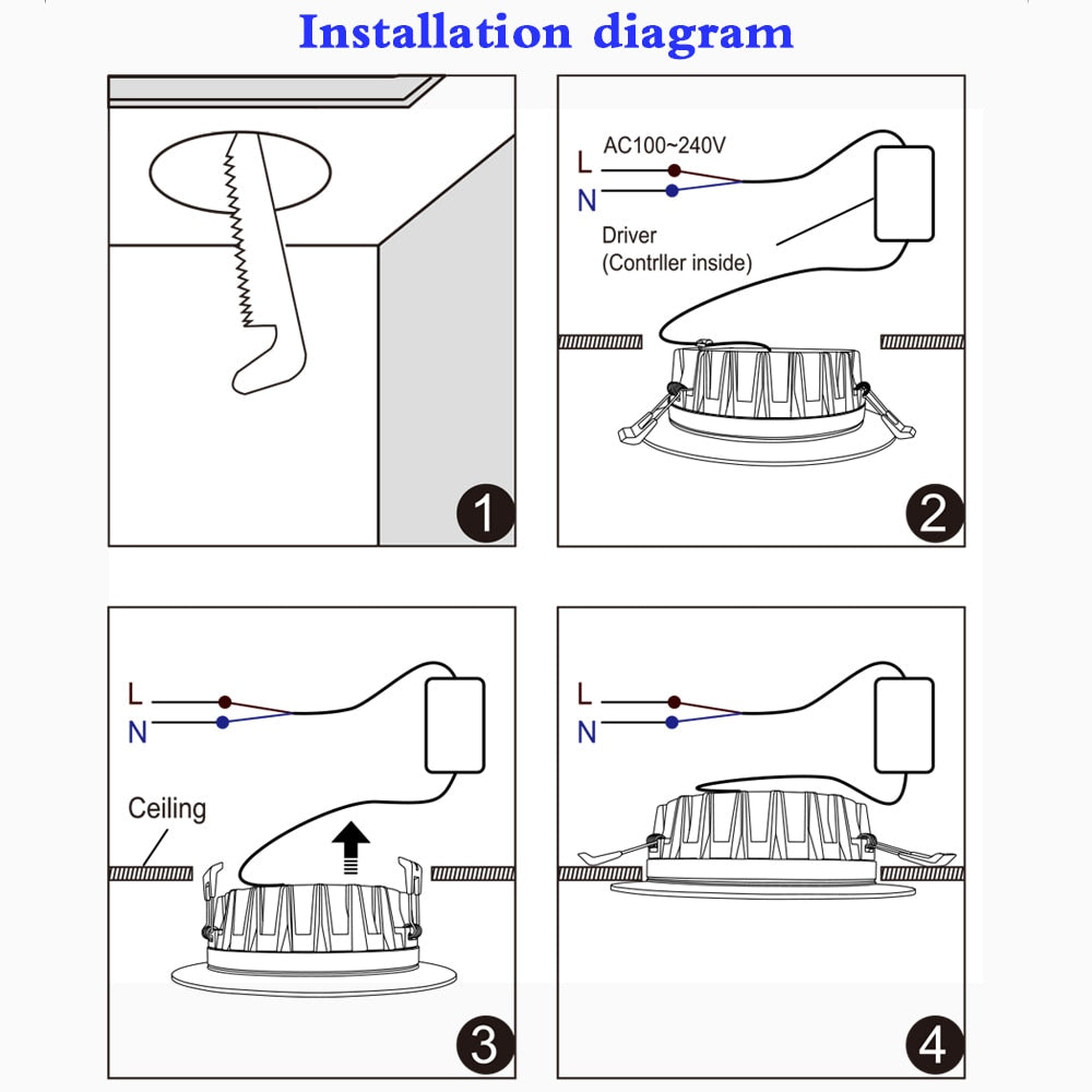 RGB+CCT recessed 25W indoor led ceiling Downlight dimmable AC100~240V hole size 200~210mm Compatible with 2.4G RF remote control