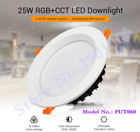 RGB+CCT recessed 25W indoor led ceiling Downlight dimmable AC100~240V hole size 200~210mm Compatible with 2.4G RF remote control
