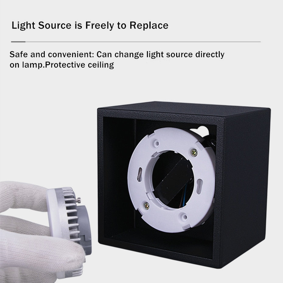 DBF Angle Adjustable LED Surface Mounted Downlight 7W/9W/12W+ Replaceable GX5.3 LED Lamp AC85-265V LED Ceiling Spot Light Decor