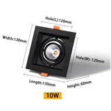 LED Square Recessed Dimmable Downlight 10W/20W AC90~260V COB LED Embedded Spotlight Ceiling Lamps Indoor Lighting