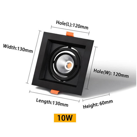 LED Square Recessed Dimmable Downlight 10W/20W AC90~260V COB LED Embedded Spotlight Ceiling Lamps Indoor Lighting