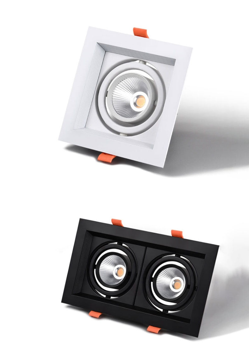 LED Square Recessed Dimmable Downlight 10W/20W AC90~260V COB LED Embedded Spotlight Ceiling Lamps Indoor Lighting