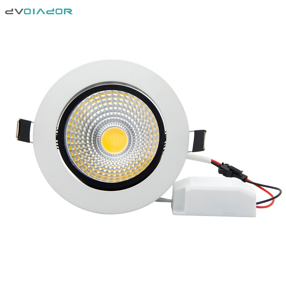 DVOLADOR Dimmable Recessed Downlight CoB Chip 6W 9W 12W 15W Ceiling Spot light White Warm White Emitting Color Rendering Lamp