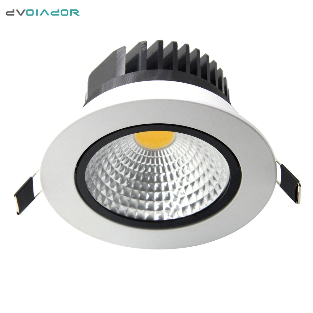 DVOLADOR Dimmable Recessed Downlight CoB Chip 6W 9W 12W 15W Ceiling Spot light White Warm White Emitting Color Rendering Lamp