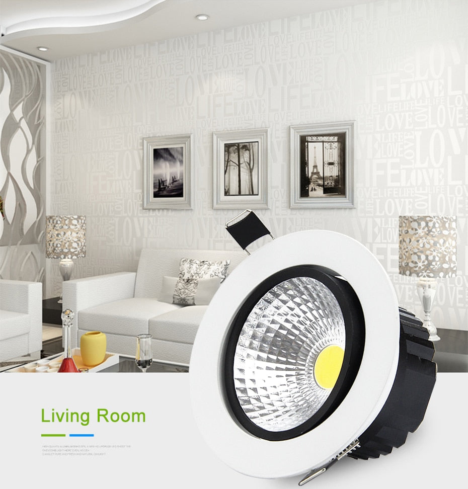 DVOLADOR Dimmable Recessed Downlight CoB Chip 6W 9W 12W 15W Ceiling Spot light White Warm White Emitting Color Rendering Lamp