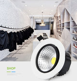 DVOLADOR Dimmable Recessed Downlight CoB Chip 6W 9W 12W 15W Ceiling Spot light White Warm White Emitting Color Rendering Lamp