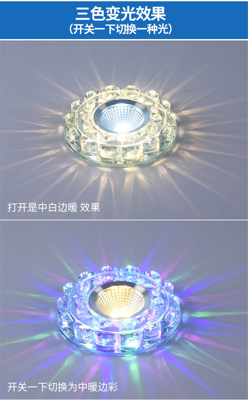 Modern Glass Crystal Garland Led Indoor Downlight for Living Room Kitchen restaurant Ceilings colorful Lighting Bull'S Eye Lamp