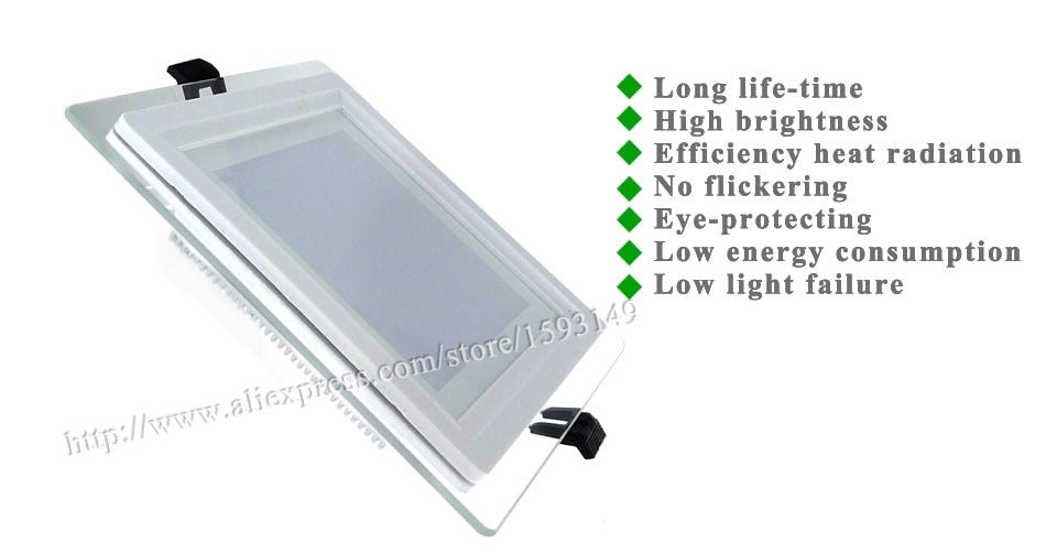 Dimmable LED Panel Downlight Super Bright Glass Square Ceiling Recessed Panel Lights SMD 5360 LED Spot Light Bulb AC110V 220V