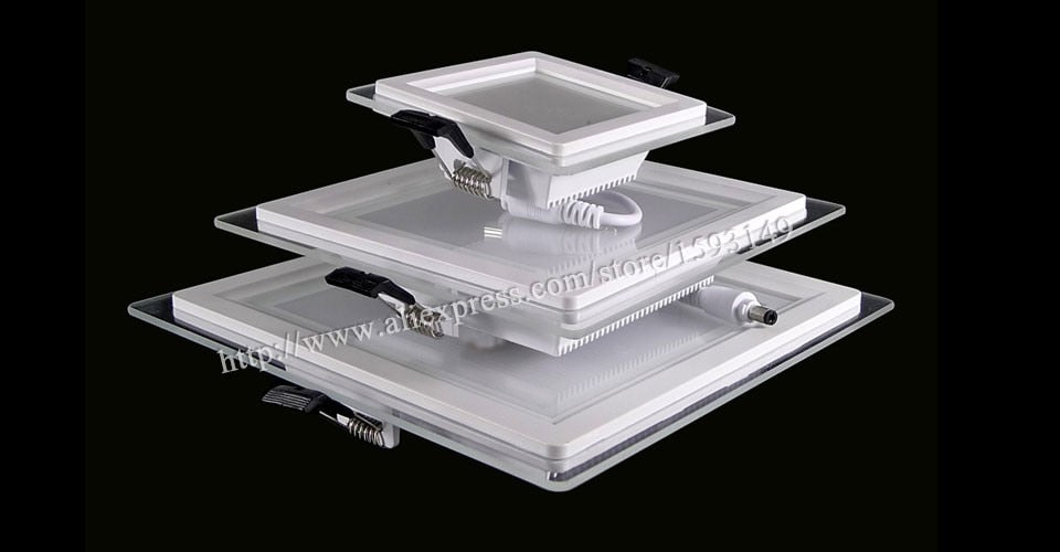 Dimmable LED Panel Downlight Super Bright Glass Square Ceiling Recessed Panel Lights SMD 5360 LED Spot Light Bulb AC110V 220V