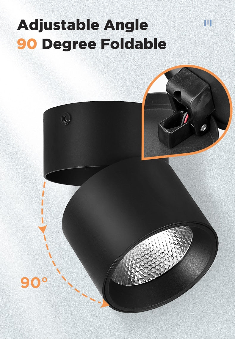 New Foldable Down Light COB Led Spotlight 7W 10W 15W Spot Lights Angle Adjustable Lamp For Home Living Room Shop Indoor Lighting