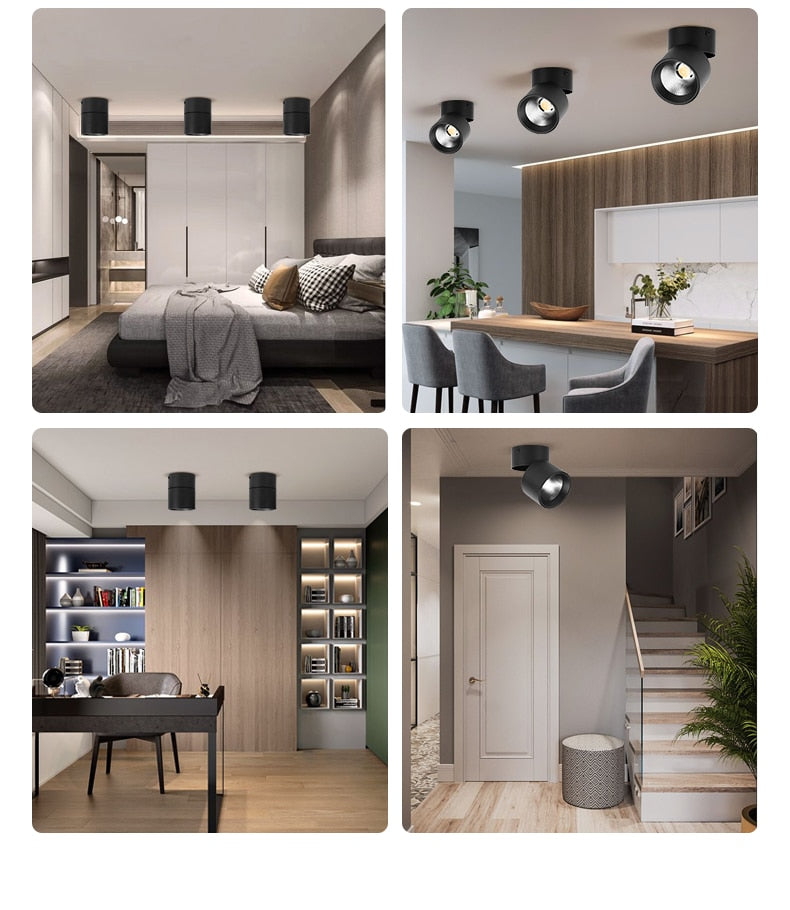 New Foldable Down Light COB Led Spotlight 7W 10W 15W Spot Lights Angle Adjustable Lamp For Home Living Room Shop Indoor Lighting