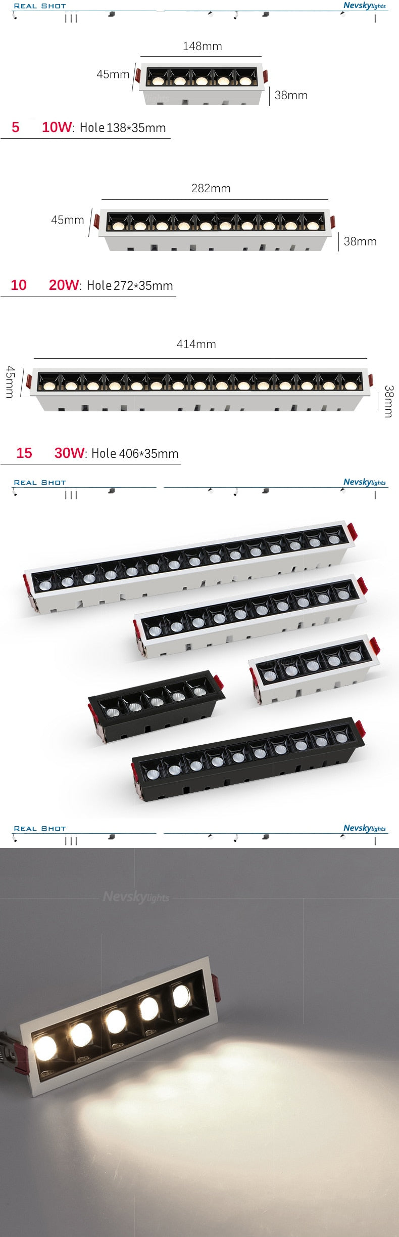 Led Recessed downlights black Ceiling LED Spot lamp bedroom white Square Spot light Living Room modern led ceiling light fixture