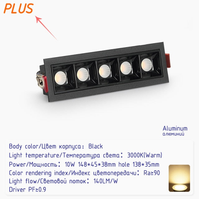 Led Recessed downlights black Ceiling LED Spot lamp bedroom white Square Spot light Living Room modern led ceiling light fixture