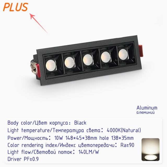 Led Recessed downlights black Ceiling LED Spot lamp bedroom white Square Spot light Living Room modern led ceiling light fixture