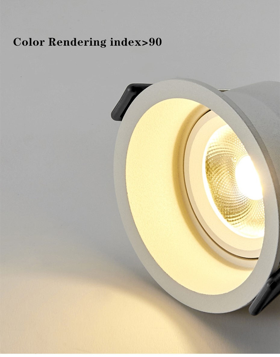 Deep Anti-Glare LED Ceiling downlight Angle Adjustable COB Spot led lights 15W 12W 7W Bedroom Kitchen led Recessed Downlight