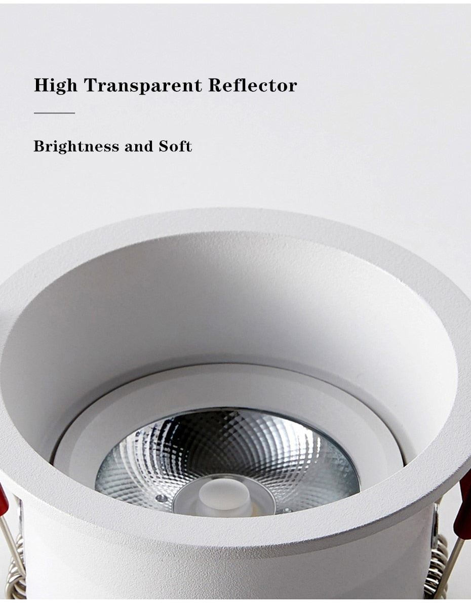 Deep Anti-Glare LED Ceiling downlight Angle Adjustable COB Spot led lights 15W 12W 7W Bedroom Kitchen led Recessed Downlight