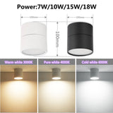Dimmable Surface Mounted LED COB Downlight 7W/10W/15W/18WRotating LED Spot Light Ceiling Lamp with LED Driver AC110V/220V