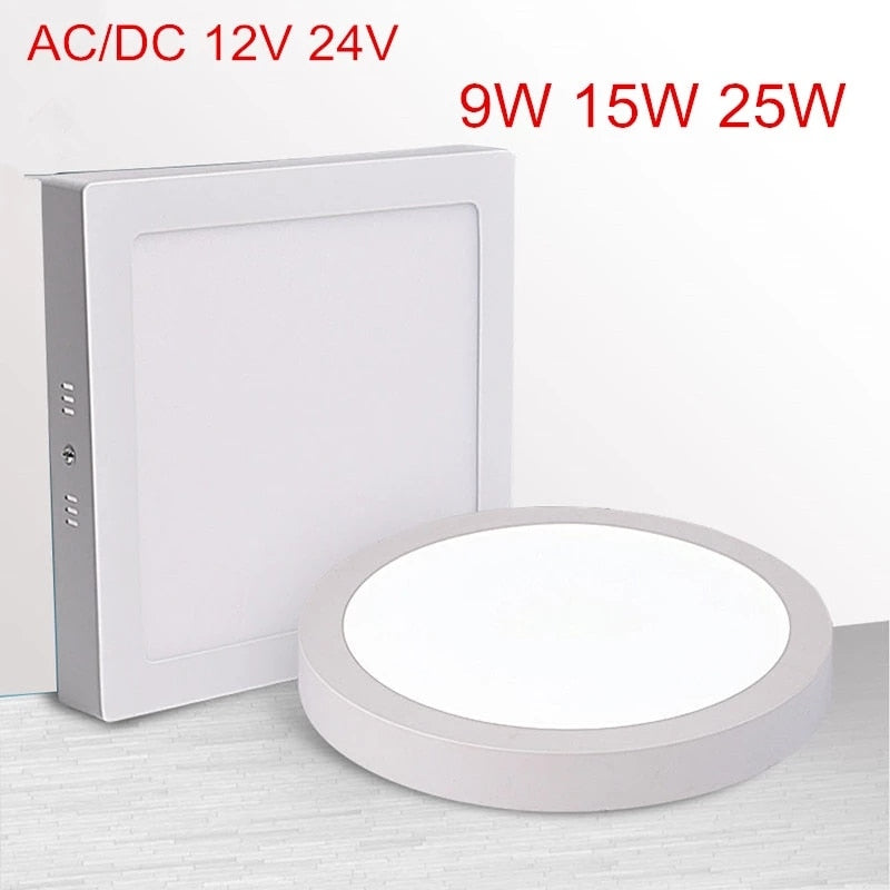 LED Panel Light 9W 15W 25W Round/Square Downlight AC/DC 12V 24V LED Surface Ceiling Lamp For Kitchen Bathroom Lighting